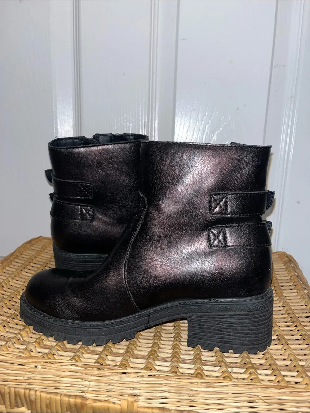 BOC Double zipper buckle  moto ankle booties in Bronze